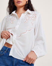 Flora Cutwork Shirt, White (WHITE), large