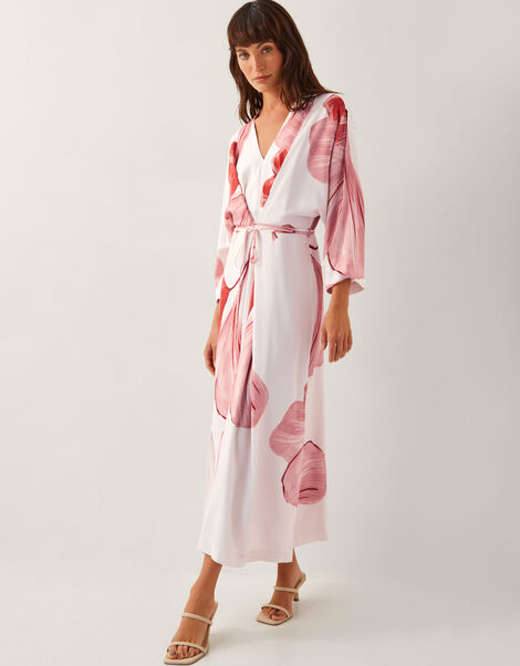 June Floral Kimono Maxi Dress, Ivory (IVORY), large