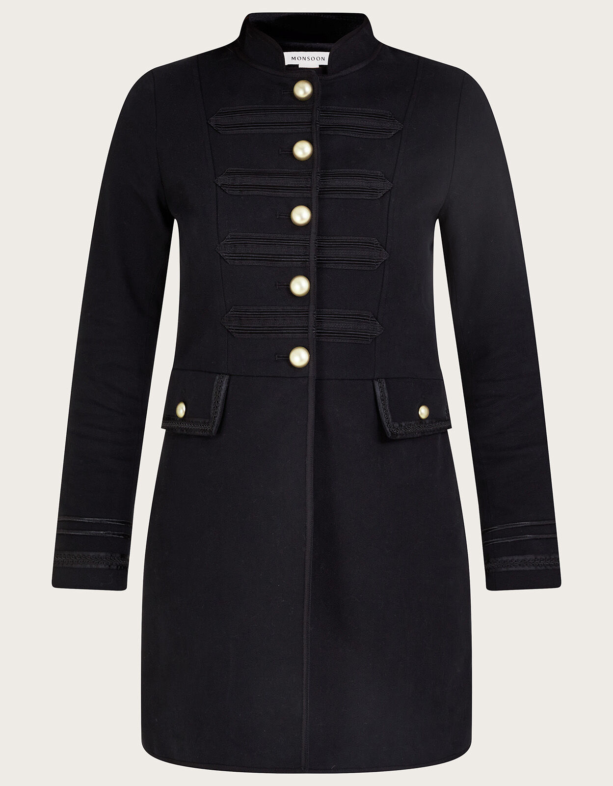 Longline Military Jacket Black