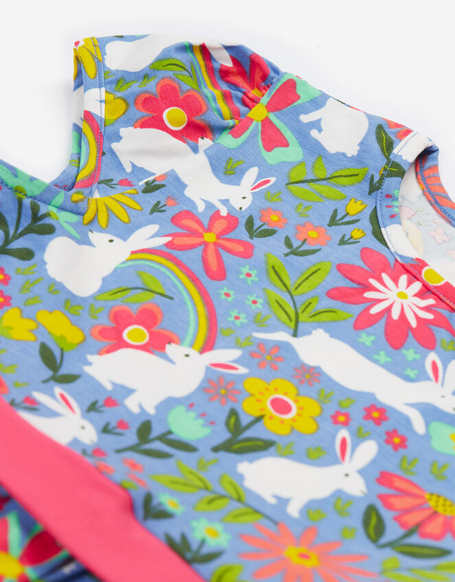 Frugi Issey Bunny Print Party Dress, Blue (BLUE), large