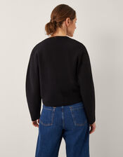 Bria Crew Neck Cardigan, Black (BLACK), large