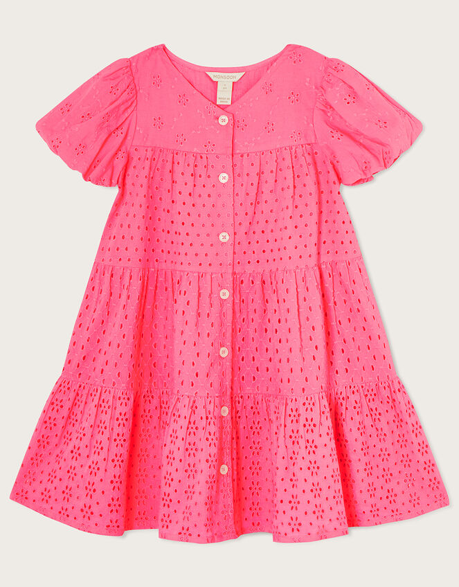 Broderie Button Dress, Pink (PINK), large