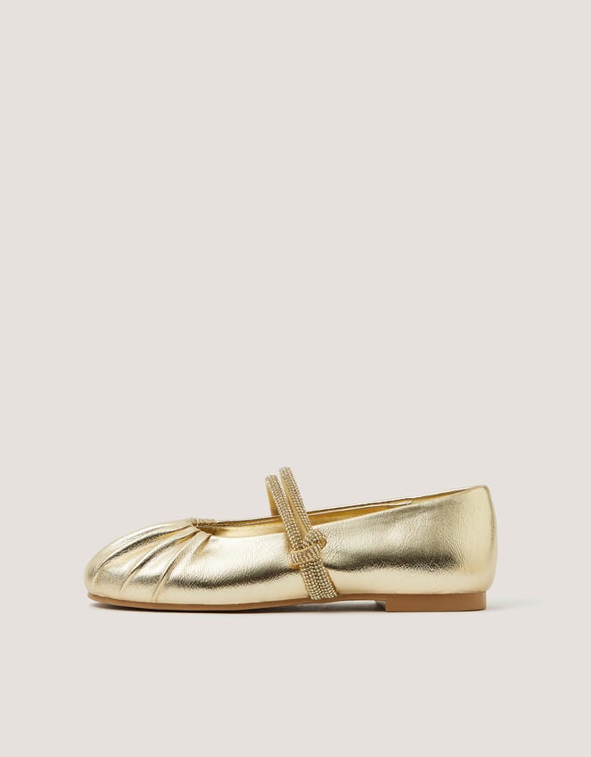 Diamant&eacute; Strap Ballet Flats, Gold (GOLD), large