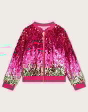 Bright Sequin Bomber Jacket, Pink (PINK), large