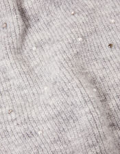 Embellished Ribbed Scarf, , large