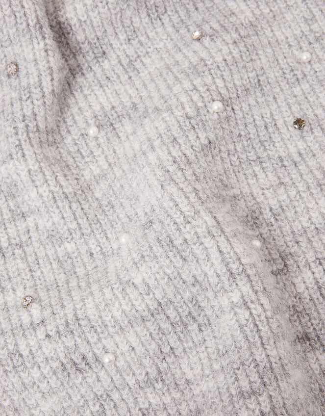 Embellished Ribbed Scarf, , large