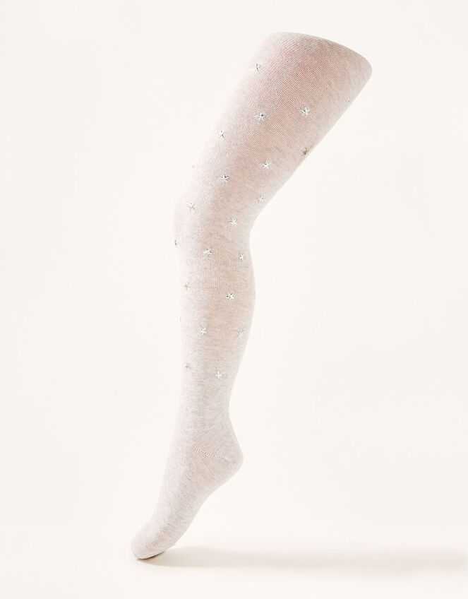 Star Stud and Cable Knit Tights Set of Two, Grey (GREY), large