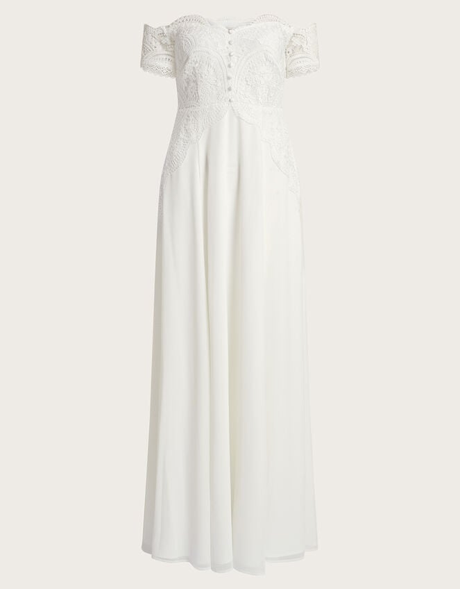 Maddie Off-Shoulder Wedding Dress, Ivory (IVORY), large