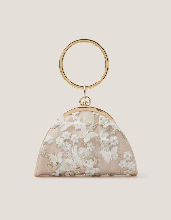 Astrid Floral Embroidered Butterfly Bangle Bag, , large