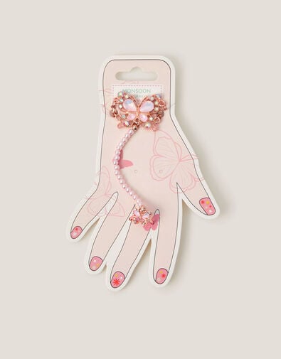 Butterfly Linked Bracelet & Ring Set, Pink (PINK), large