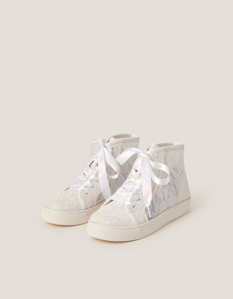 Lace High-Top Trainers, Ivory (IVORY), large