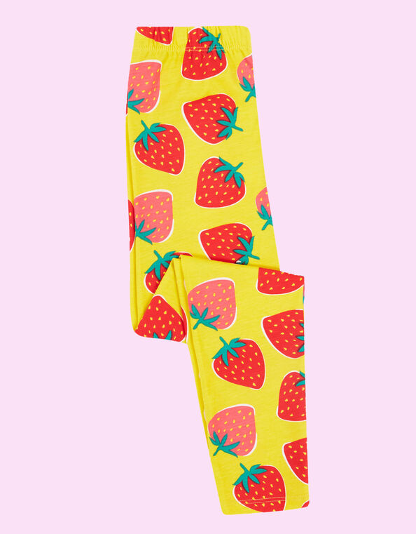 Meri Meri Libby Strawberry Printed Leggings, Yellow (YELLOW), large