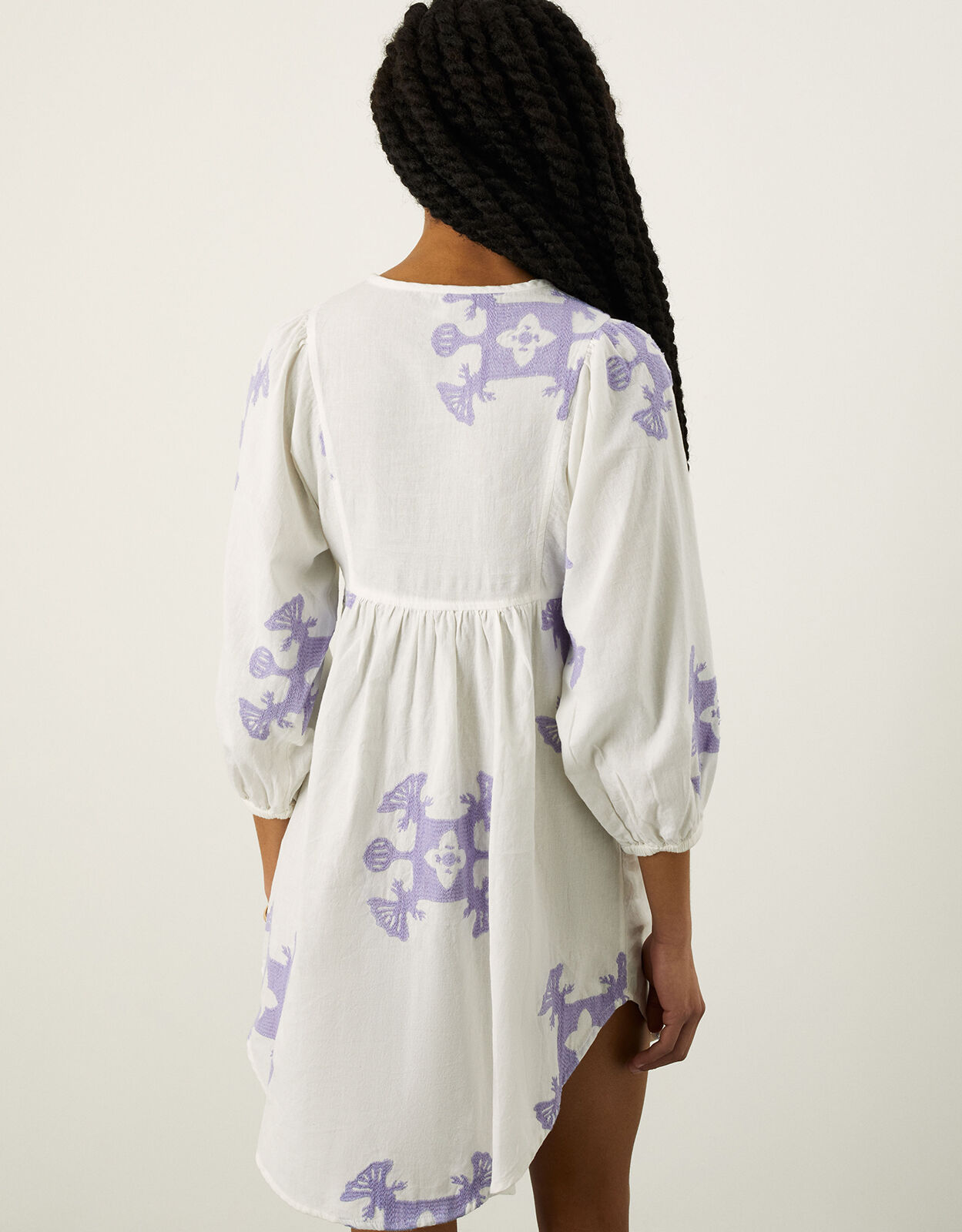 Premium Embroidered Smock Dress with Sustainable Cotton White