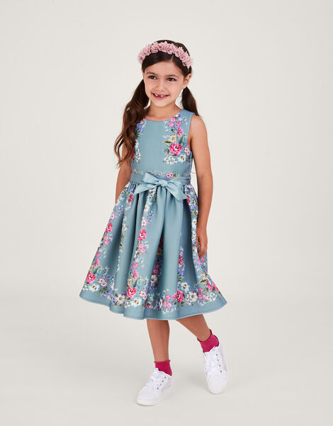 Suzie Floral Scuba Party Dress, Green (GREEN), large