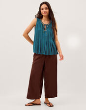 Sophia Embellished Pleat Tank Top, Teal (TEAL), large