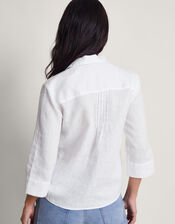 Elsie Pintuck Linen Blouse, White (WHITE), large