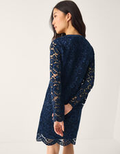 Verina Velvet Lace Mini Dress, Blue (MIDNIGHT), large