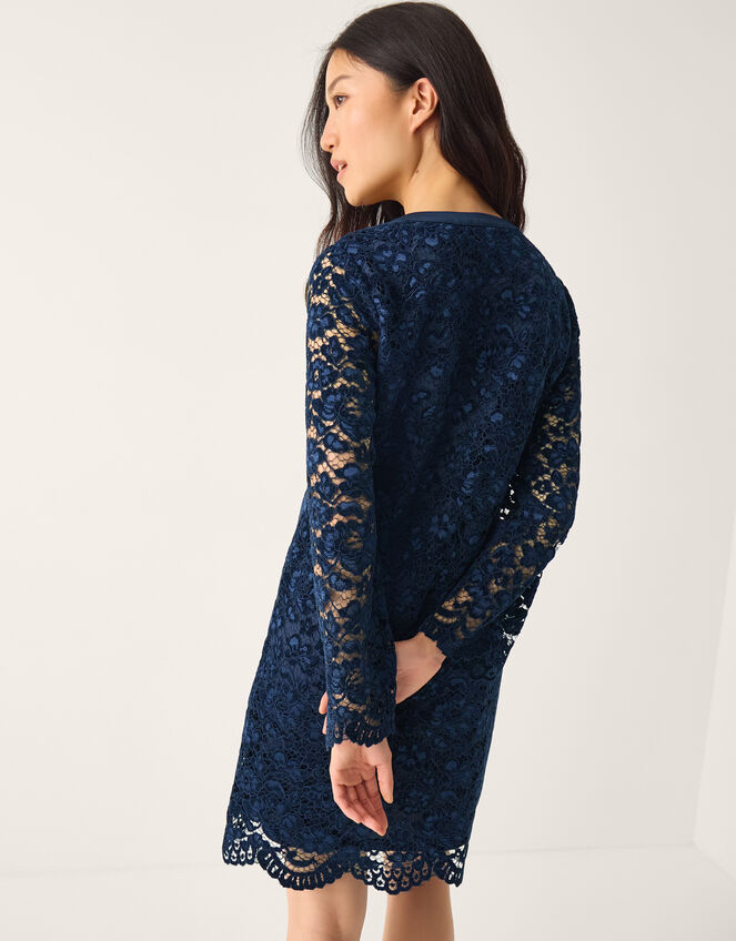 Verina Velvet Lace Mini Dress, Blue (MIDNIGHT), large