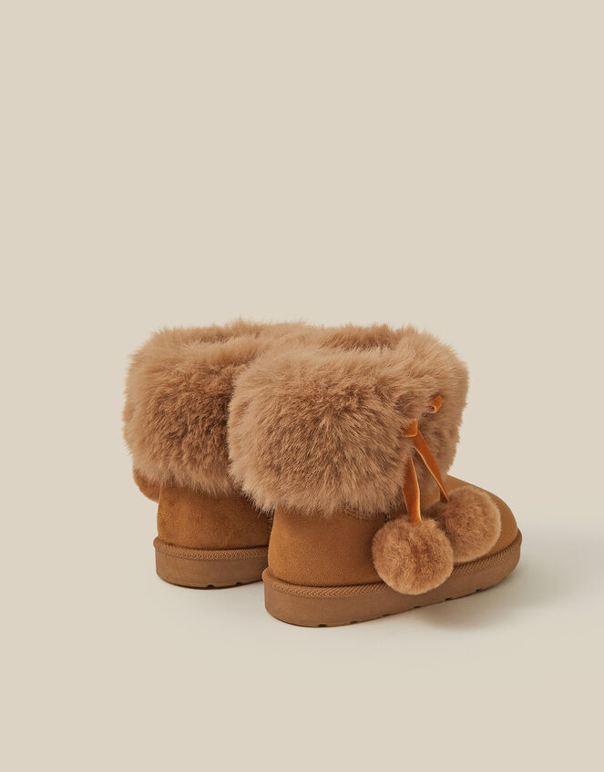 Toddler Fluffy Faux Suede Boots, Tan (TAN), large