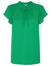 Woven Front Jersey Top, Green (GREEN), large
