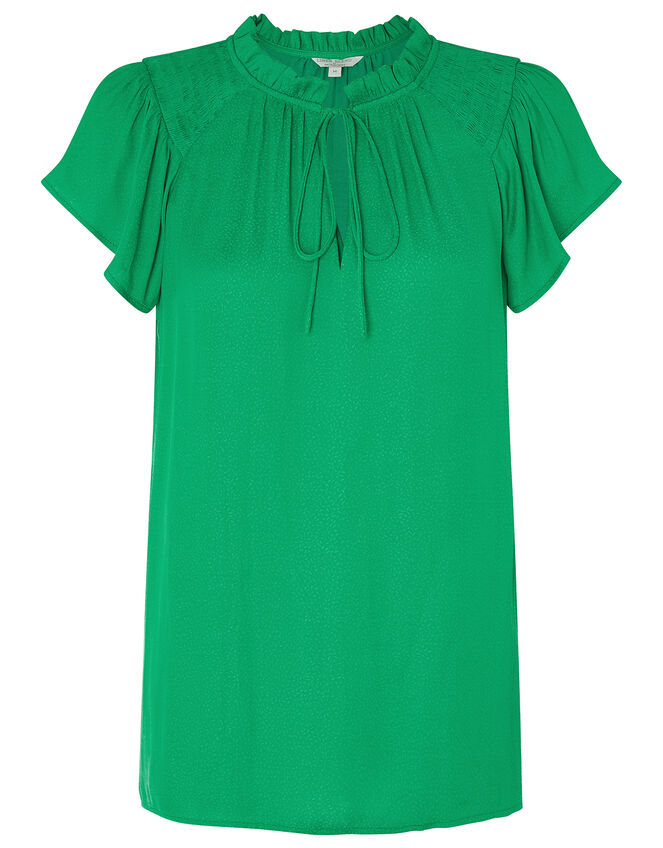 Woven Front Jersey Top, Green (GREEN), large