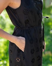 Lyrical Sisters Sleeveless Broderie Maxi Dress, Black (BLACK), large