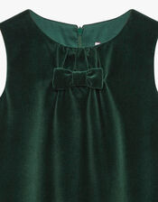 Trotters Emerald Velvet Pinafore Dress, Green (GREEN), large