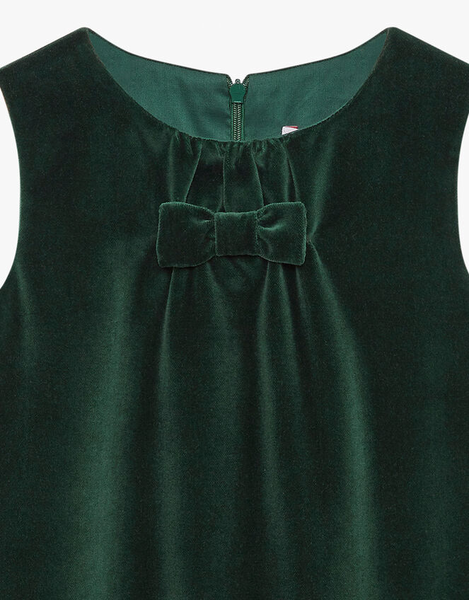 Trotters Emerald Velvet Pinafore Dress, Green (GREEN), large