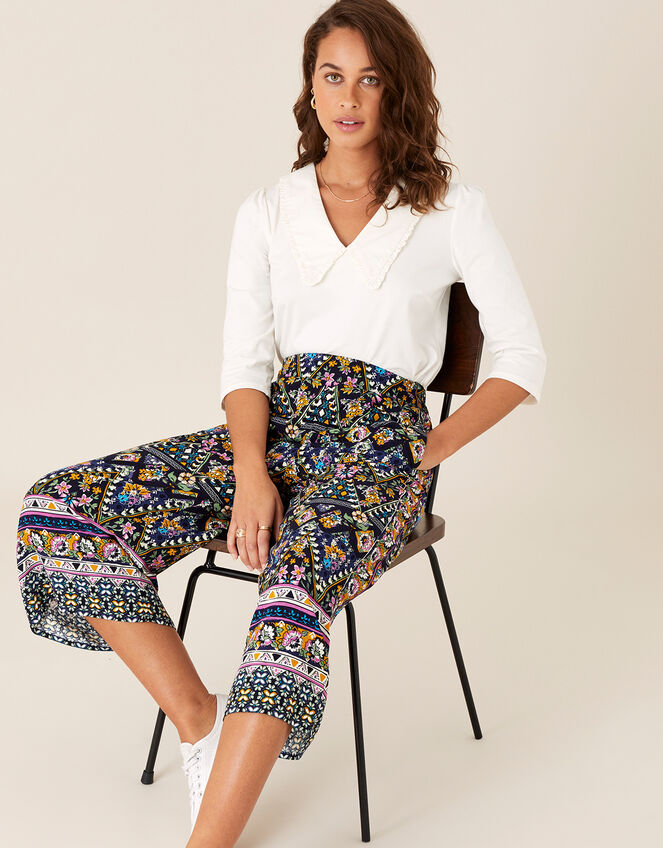 Contrast Print Culottes in LENZING™ ECOVERO™, Multi (MULTI), large