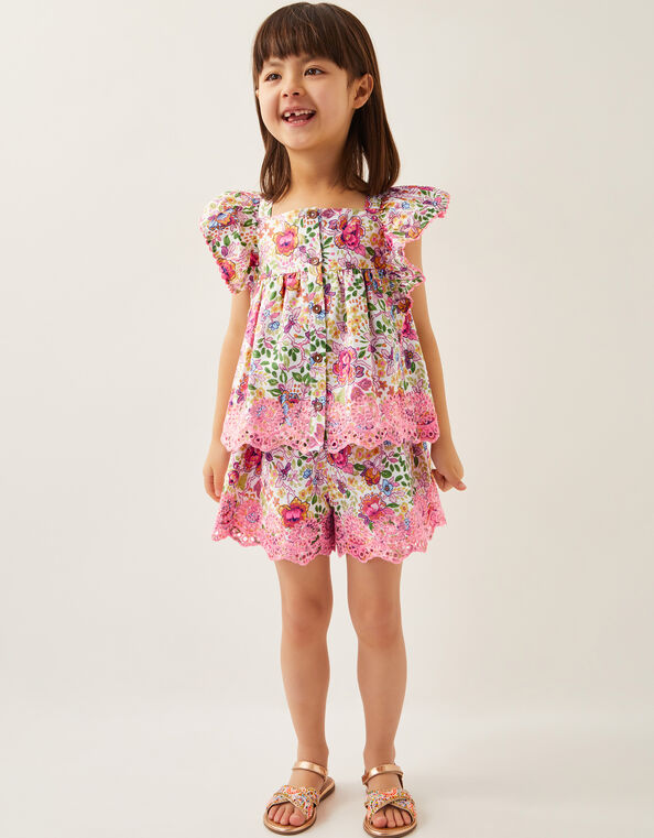Floral Broderie Top and Shorts Set, Multi (MULTI), large