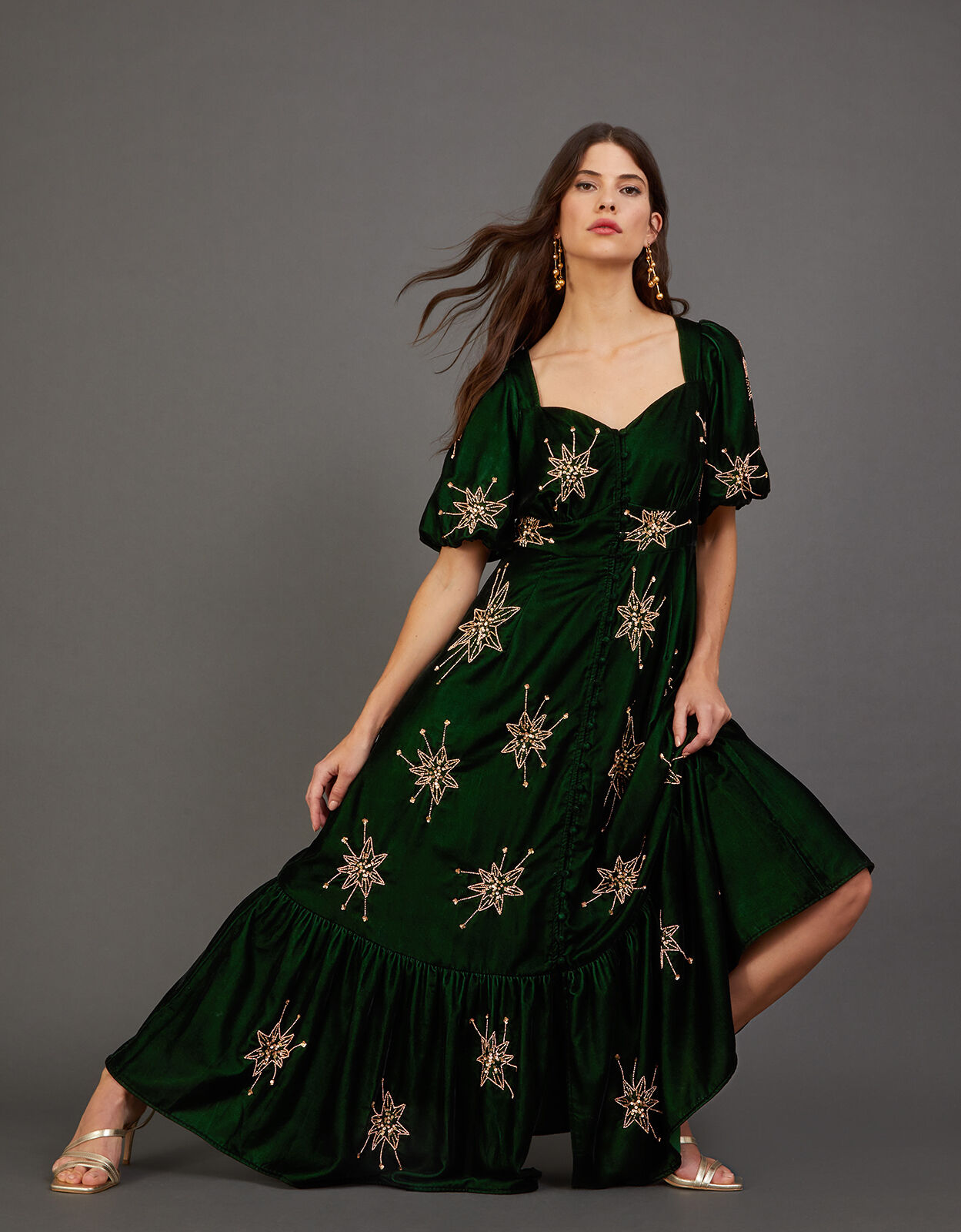 Monsoon green velvet deals dress