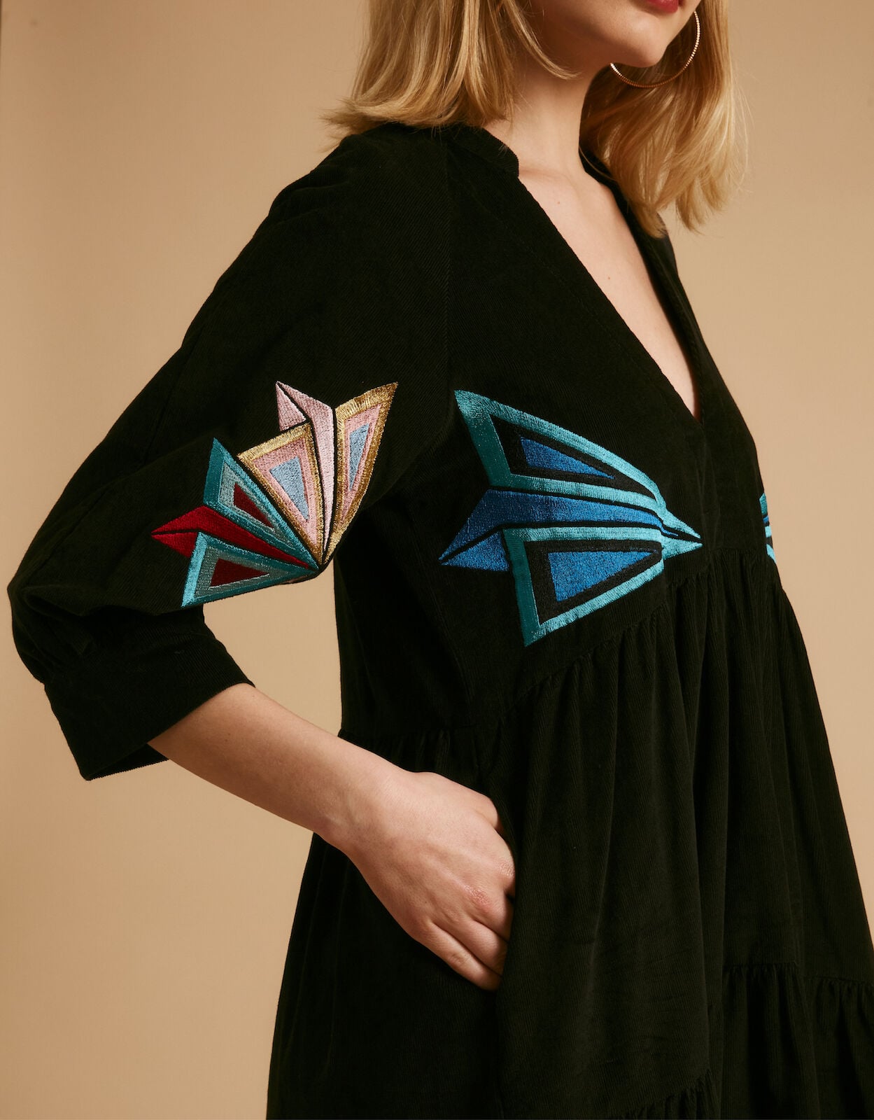 Tallulah and Hope Juliet Long Embroidered Dress Black