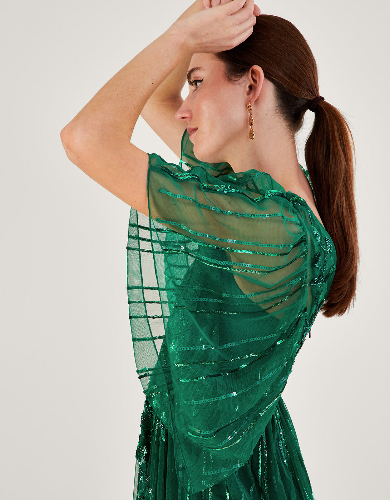 Green embellished maxi dress discount