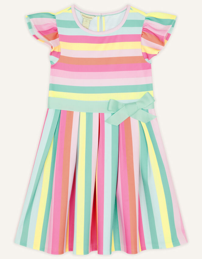 Ponte Bright Stripe Dress, Multi (MULTI), large