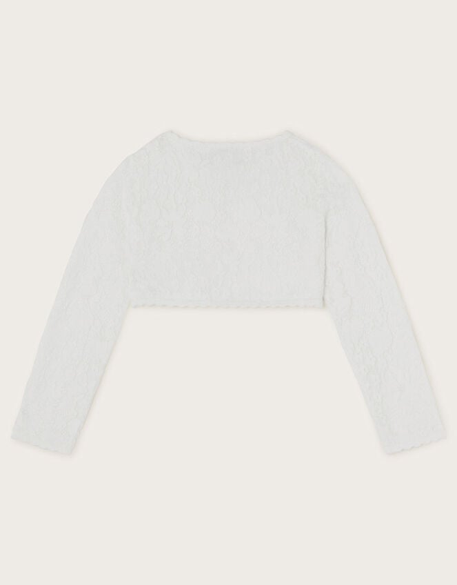 Emilia Lace Scallop Cardigan, Ivory (IVORY), large