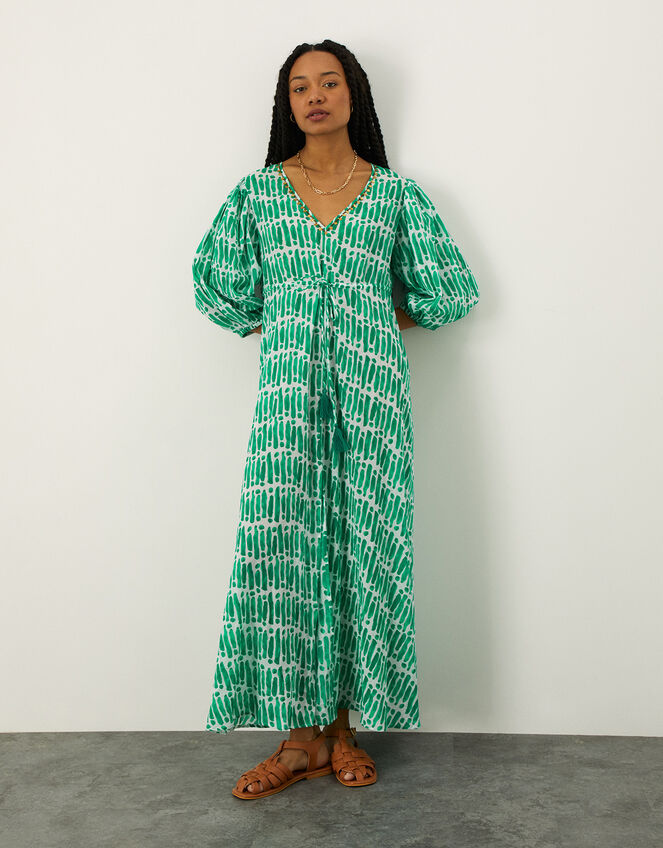 Benita Maxi Dress in Sustainable Cotton, Green (GREEN), large