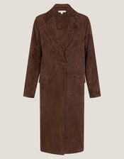 Tove Suedette Trench Coat, Brown (CHOCOLATE), large