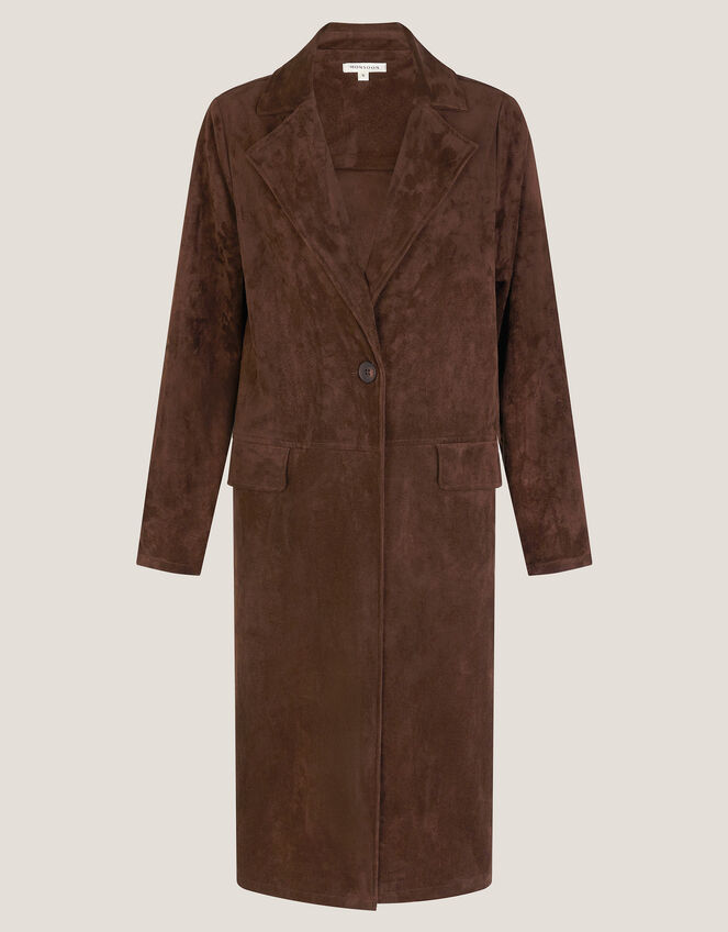 Tove Suedette Trench Coat, Brown (CHOCOLATE), large