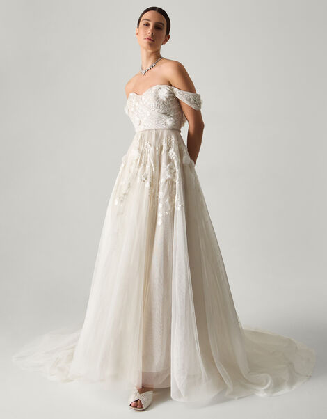 Luciane Off-Shoulder Wedding Dress, Ivory (IVORY), large