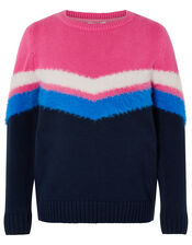 Celeste Chevron Knit Jumper, Pink (PINK), large