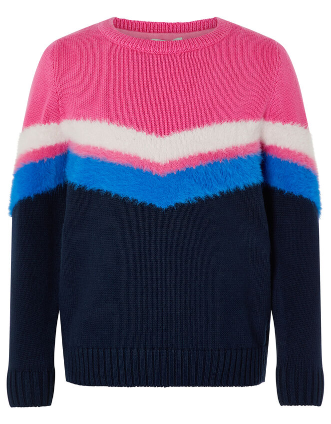Celeste Chevron Knit Jumper, Pink (PINK), large