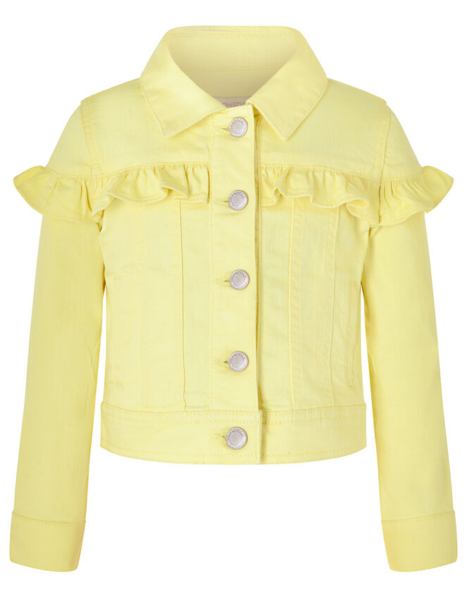 Layla Denim Jacket with Frills, Yellow (LEMON), large