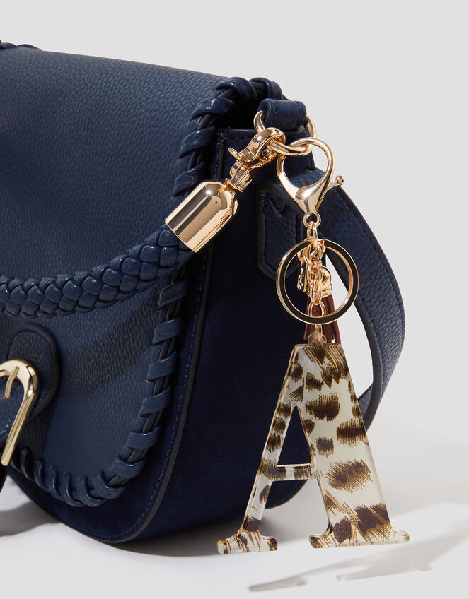 Leopard Print Resin Initial Keyring, Brown (BROWN), large