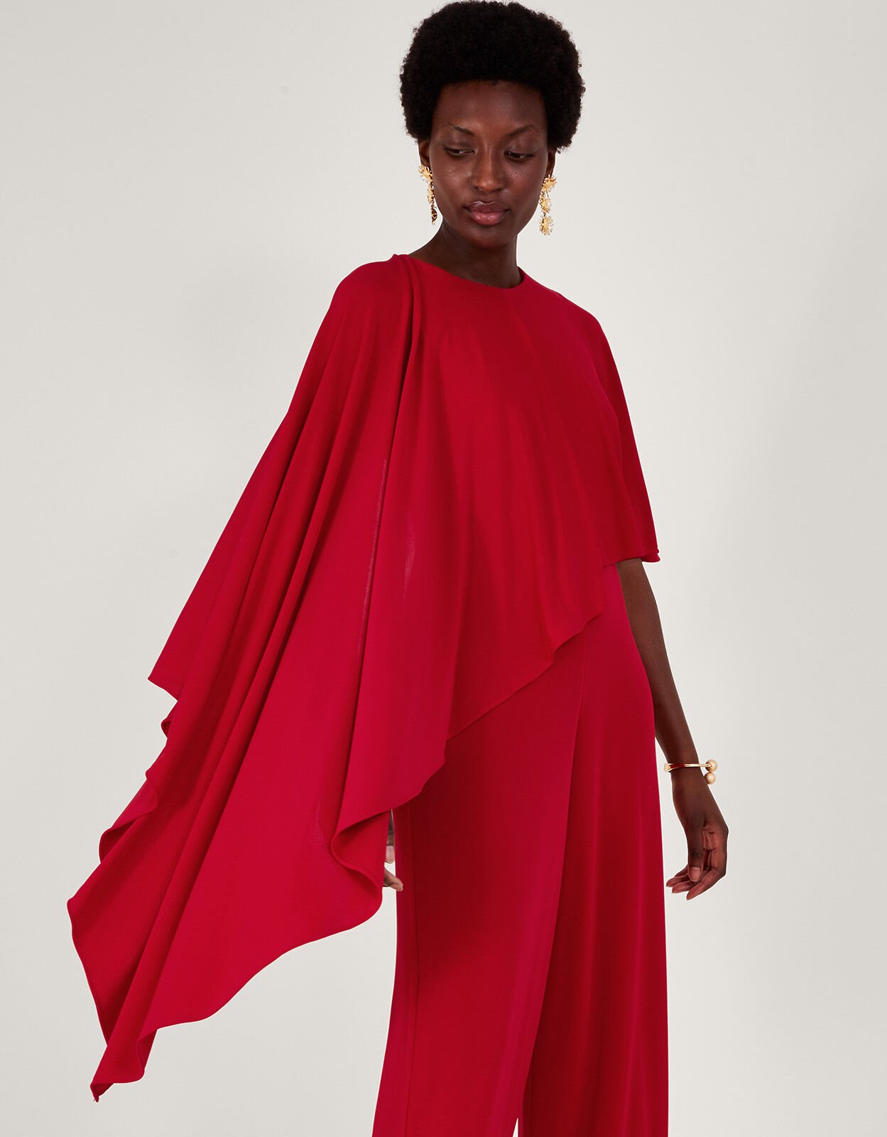 Delia Drape Jumpsuit Red Maxi Dresses Monsoon US