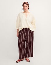 Callie Thorpe x Monsoon Tie Linen Blend Top, Natural (STONE), large