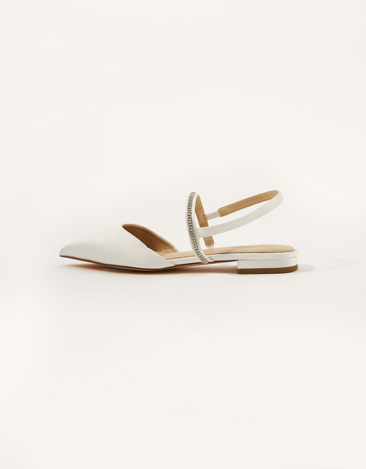 Diamante Trim Flat Bridal Shoes Ivory