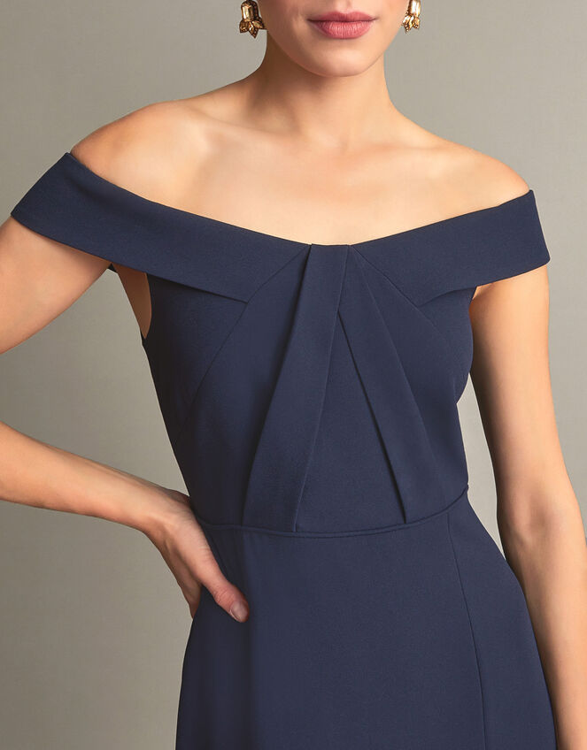 Beatrice Crepe Bardot Maxi Dress, Blue (NAVY), large