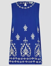 Saffron Embroidered Tank Top, Blue (BLUE), large