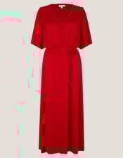 Paula Braided Jersey Midi Dress, Red (RED), large