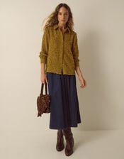 Chrissy Textured Fringe Shirt, Green (CHARTREUSE), large